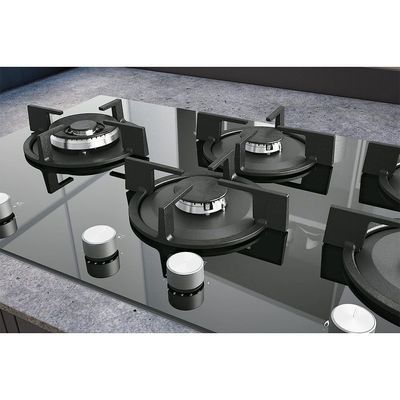 Ariston 90cm 5 Burner Gas Hob Enamelled Grids AGS92SBK Black